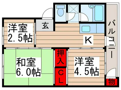 鎌ヶ谷サンハイツ(3K/1階)の間取り写真