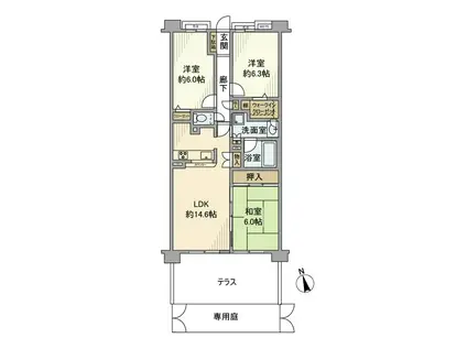 クリオ保土ヶ谷伍番館(3LDK/2階)の間取り写真