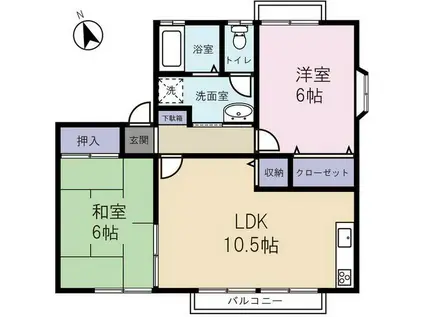 サンハイツ東名(2LDK/2階)の間取り写真