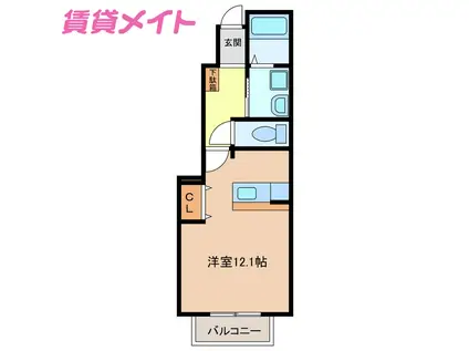 サンリット(ワンルーム/1階)の間取り写真