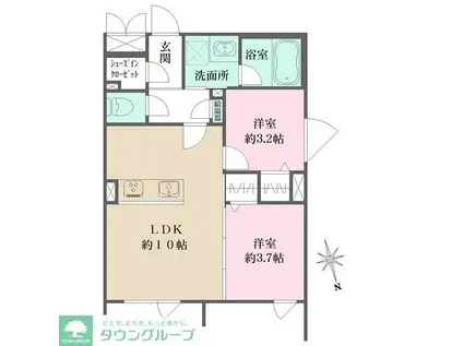 アトリオフラッツ三軒茶屋ノース(2LDK/1階)の間取り写真