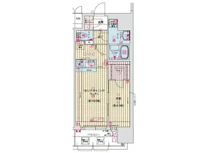 ソルテラス神戸栄町通(1LDK/7階)の間取り写真