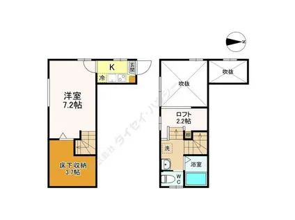 ルナプレナ(1K/1階)の間取り写真