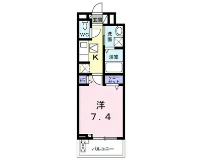 ガルデニアII(1K/1階)の間取り写真