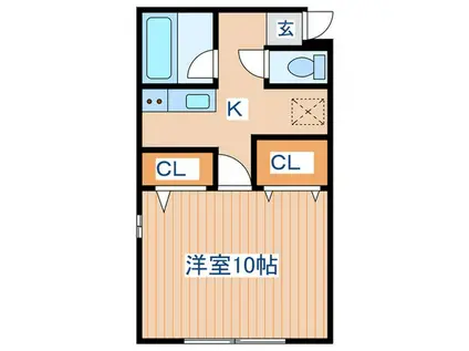 アーバンハイム一本杉(1K/2階)の間取り写真