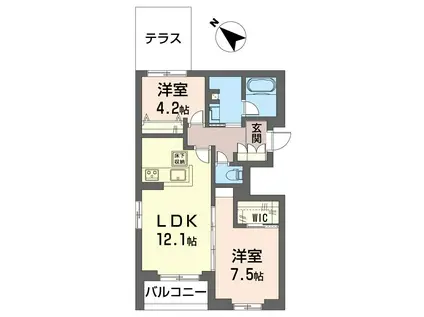 サンベレオ大倉山III(2LDK/1階)の間取り写真