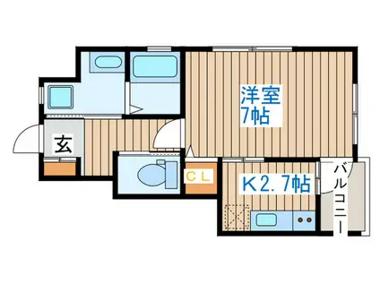 ミルディエス越路(1K/1階)の間取り写真
