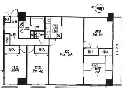 エンゼルハイム厚木(4LDK/4階)の間取り写真