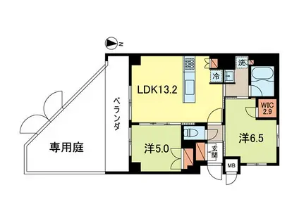 スプリングスクエア永福(2LDK/1階)の間取り写真