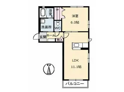 メゾンド江の内(1LDK/2階)の間取り写真