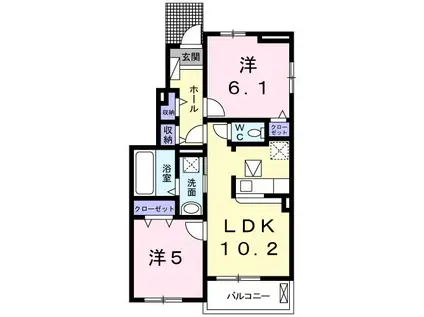 エルヴィータ(2LDK/1階)の間取り写真