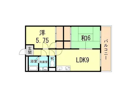 ラフェスタ二見(2LDK/1階)の間取り写真