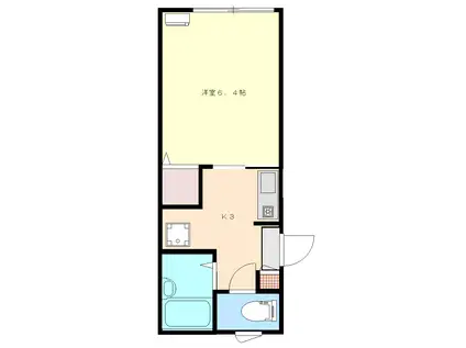 アルファK(1K/2階)の間取り写真