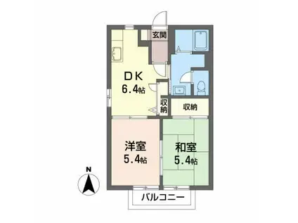 プロシード笹谷E(2DK/1階)の間取り写真