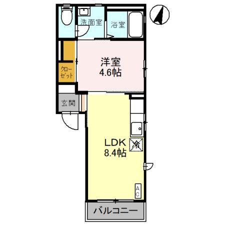 ヴィラ・ブルーノ B(1LDK/2階)の間取り写真