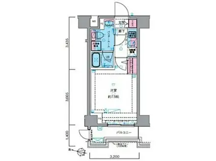 GENOVIA横浜鶴見市場SKYGARDEN(1K/6階)の間取り写真
