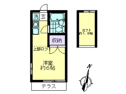 ルミエールII(ワンルーム/1階)の間取り写真