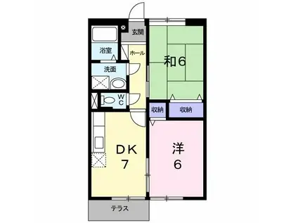 ファミールつたぎA(2DK/1階)の間取り写真