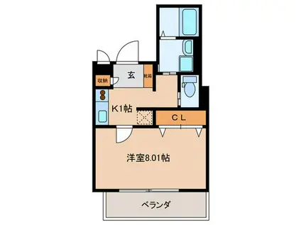 レジデンス富久寿(1K/2階)の間取り写真