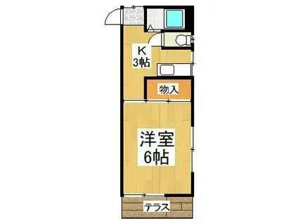 ムサシノコーポ(1K/1階)の間取り写真