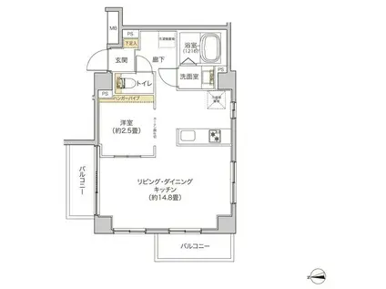 タイズ住吉(1LDK/5階)の間取り写真