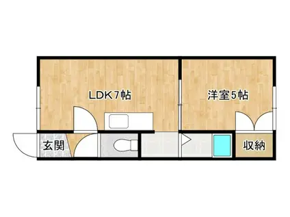 コーポスターライトB棟(1DK/2階)の間取り写真