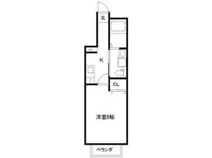 ポミエ旭ヶ丘(1K/1階)の間取り写真