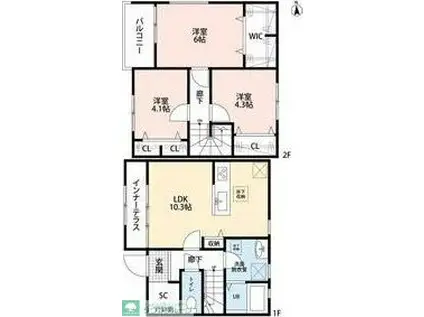 リーブルファイン羽生中央I(3LDK/1階)の間取り写真