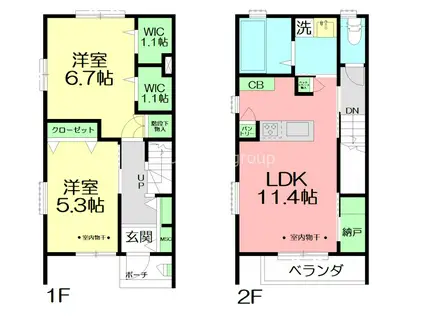 Fメゾン ANNEX(2LDK/1階)の間取り写真