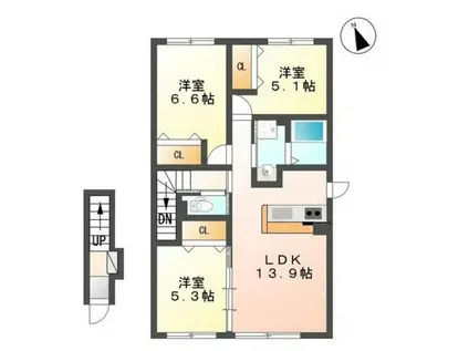 クローバーII(3LDK/2階)の間取り写真