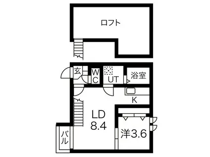 AMPIO高畑 (1LDK/1階)の間取り写真