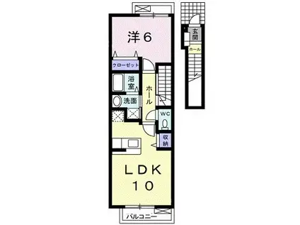グラン・メランジュII(1LDK/2階)の間取り写真