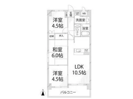ルピナス南大路(3LDK/3階)の間取り写真