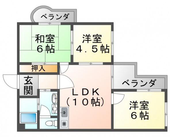 南千里ハイツ(3LDK/4階)の間取り写真