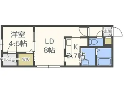 ブランシャール中島公園通(1LDK/2階)の間取り写真