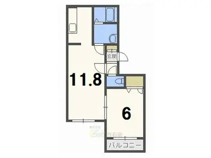 カトレア南郷II(1LDK/2階)の間取り写真
