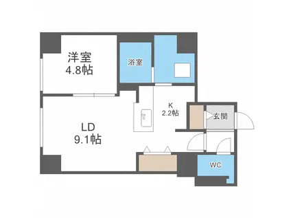 F012KOTONI 琴似(1LDK/8階)の間取り写真