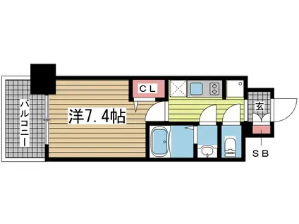 エスライズ神戸三宮山手通2番館(1K/15階)の間取り写真