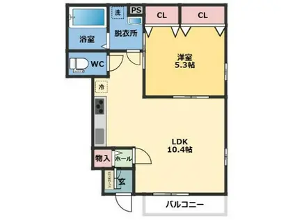 ディアコート(1LDK/1階)の間取り写真