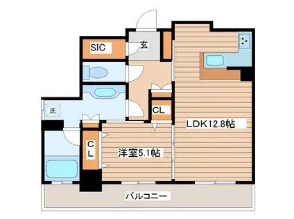 Dクラディア仙台五橋(1LDK/9階)の間取り写真