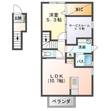 シャルム石堂(1LDK/2階)の間取り写真