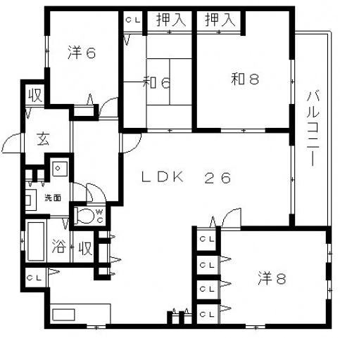 タイムス西田辺(4LDK/6階)の間取り写真