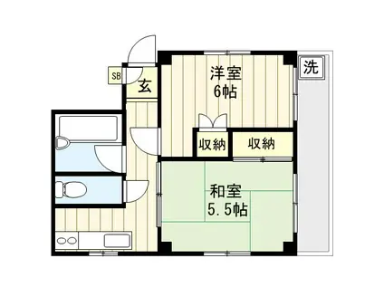 トクナガビル(2K/3階)の間取り写真