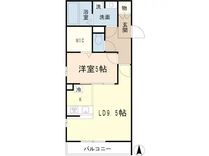 ショコラ A棟 ゲート(1LDK/2階)の間取り写真