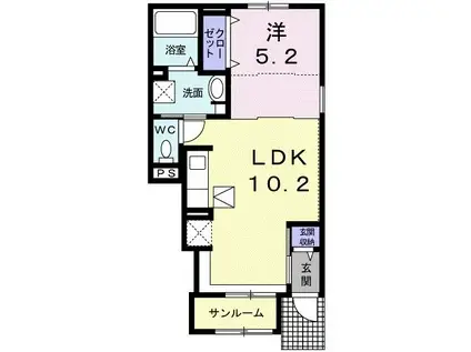 ＪＲ日豊本線 鶴崎駅 バス乗車時間：9分 最寄りバス停で下車 徒歩3分 2階建 築7年(1LDK/1階)の間取り写真