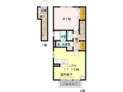 エトワール(1LDK/2階)の間取り写真