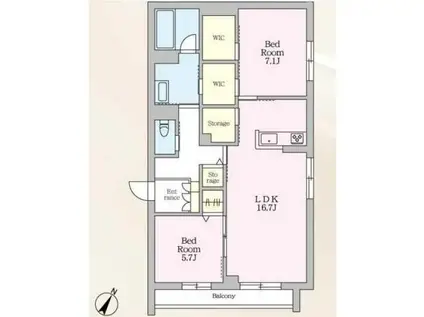 セルディーナ流星台(2LDK/1階)の間取り写真