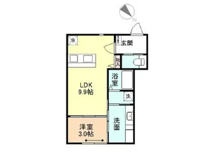 ONE-LEAF CLOVER(1LDK/2階)の間取り写真