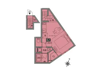 駒込テラス(1DK/2階)の間取り写真