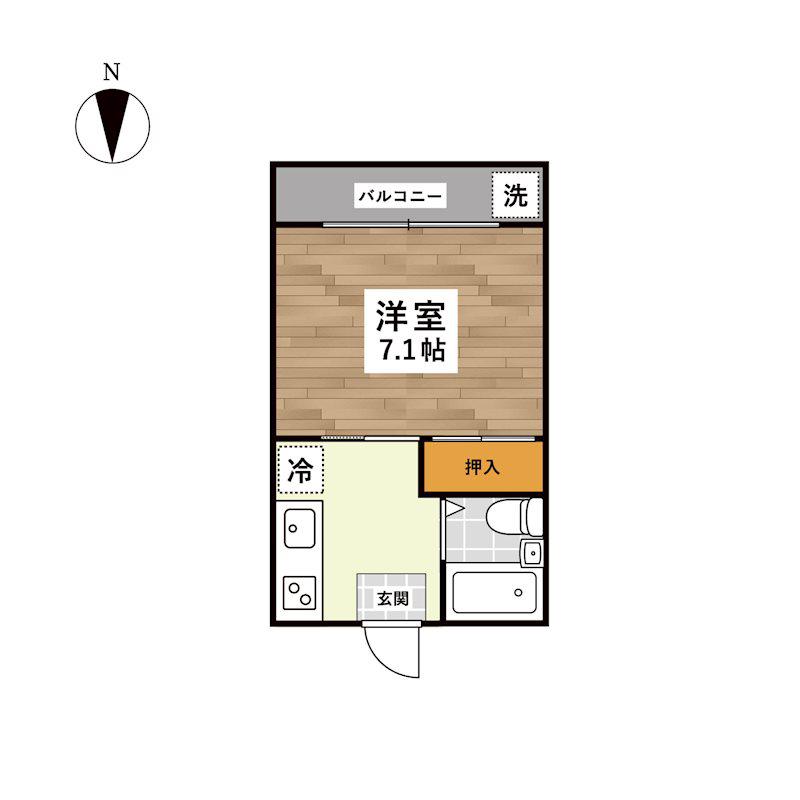 上熊本ALIVE(1K/2階)の間取り写真
